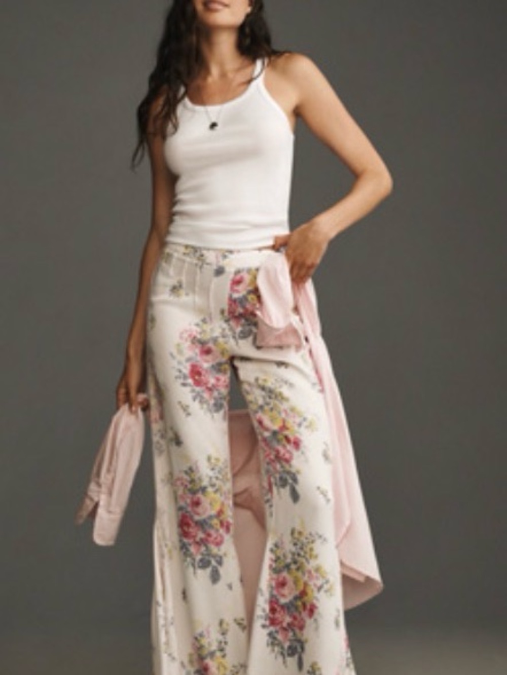 NWT Anthropologie Floral Lace Silken Flare Pants